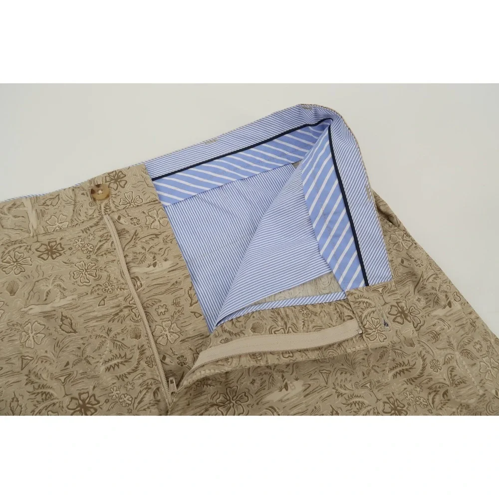 Peter Millar Mens 36 Pele Cotton Blend‎ Poplin Shorts Khaki Hawaiian Island